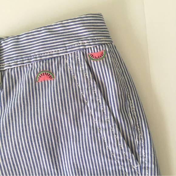 Talbots Watermelon Shorts Sz 10 Blue White Stripes Girlfriend Chino Cotton - Picture 5 of 8